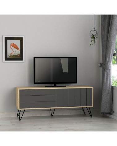 Porta tv Picadilly con struttura rovere e 2 ante a ribalta antracite