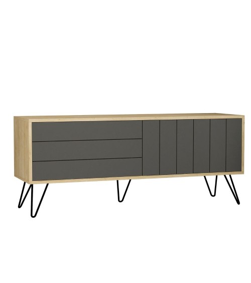 Porta tv Picadilly con struttura rovere e 2 ante a ribalta antracite