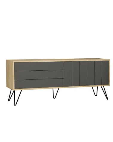 Porta tv Picadilly con struttura rovere e 2 ante a ribalta antracite