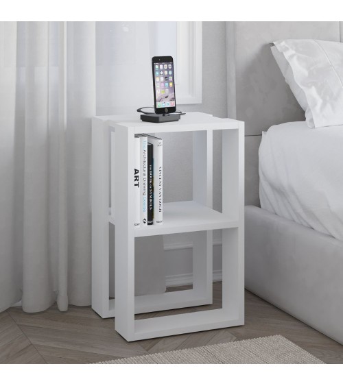 Tavolino comodino Lonie colore bianco