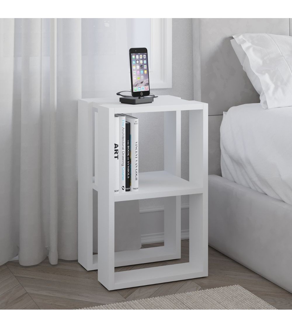 Tavolino comodino Lonie colore bianco