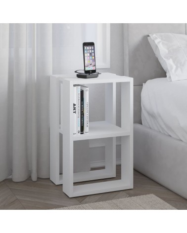 Tavolino comodino Lonie colore bianco