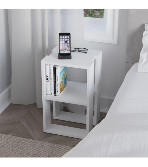 Tavolino comodino Lonie colore bianco
