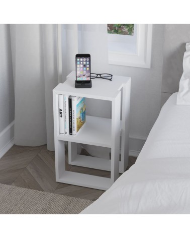 Tavolino comodino Lonie colore bianco