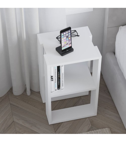 Tavolino comodino Lonie colore bianco