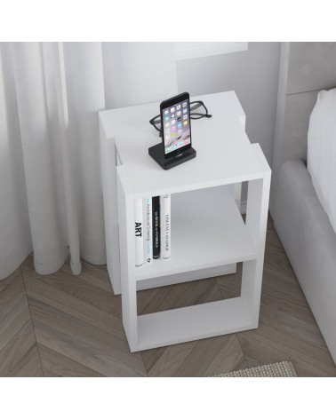 Tavolino comodino Lonie colore bianco