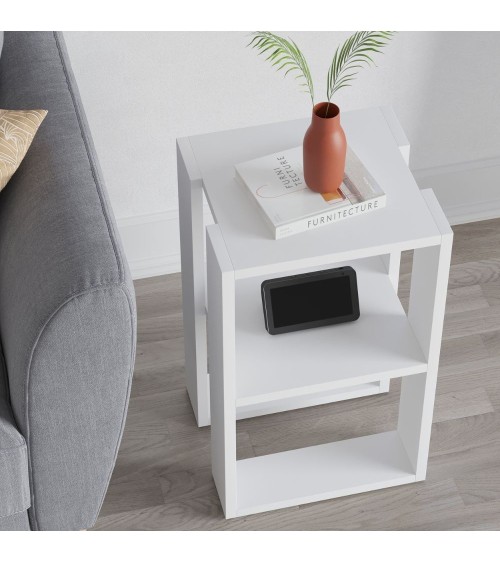 Tavolino comodino Lonie colore bianco
