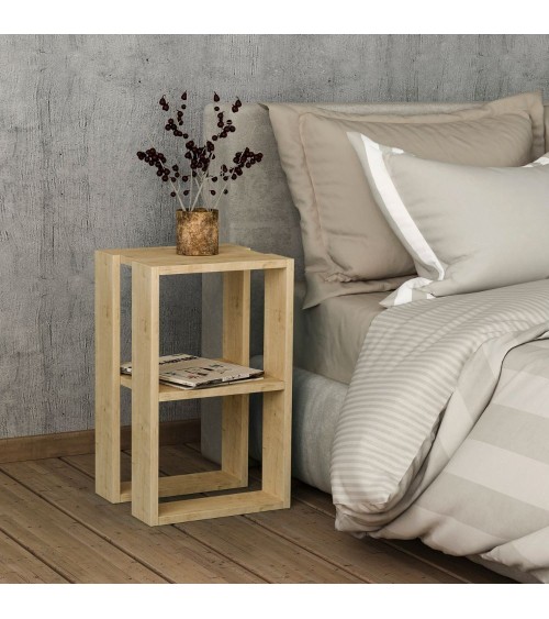 Tavolino comodino Lonie colore rovere