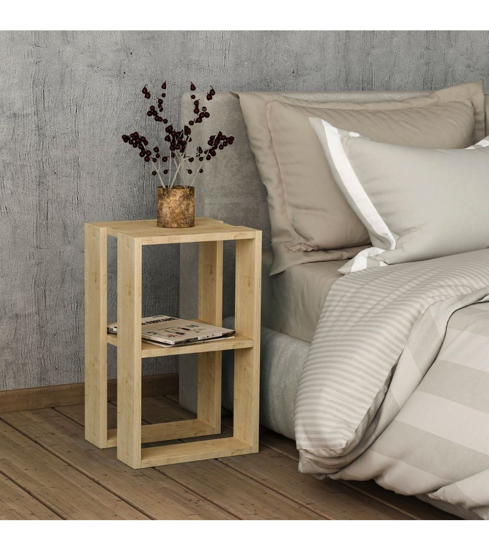 Tavolino comodino Lonie colore rovere