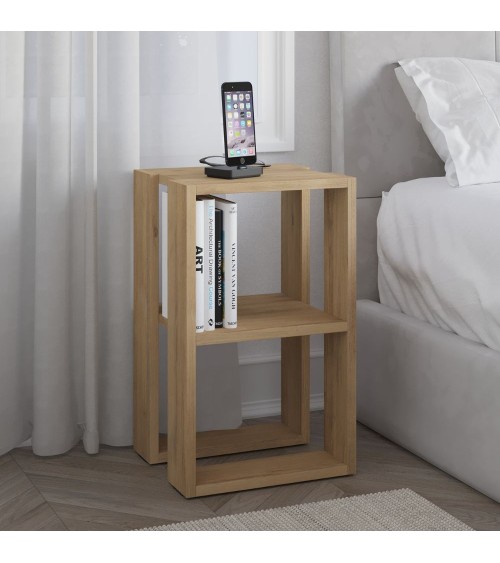 Tavolino comodino Lonie colore rovere