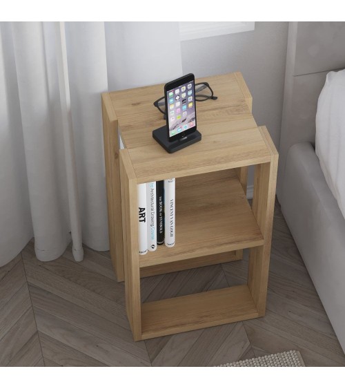 Tavolino comodino Lonie colore rovere