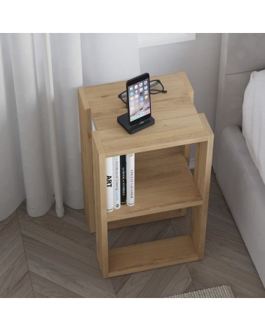 Tavolino comodino Lonie colore rovere