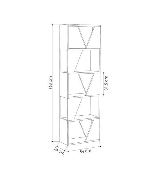 Libreria Frame colore rovere con 5 ripiani