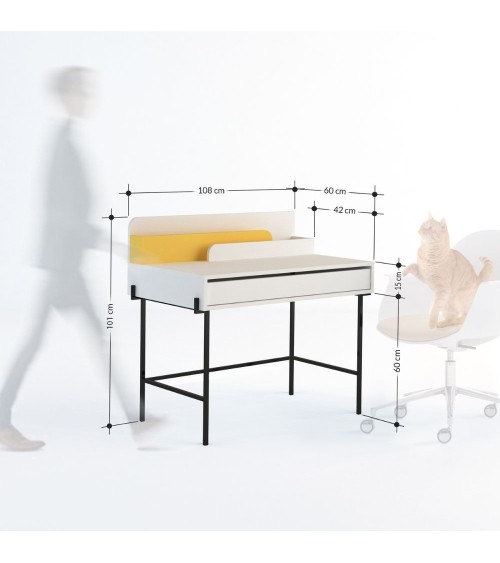 Scrivania Leila rovere con dettagli antracite con cassetto