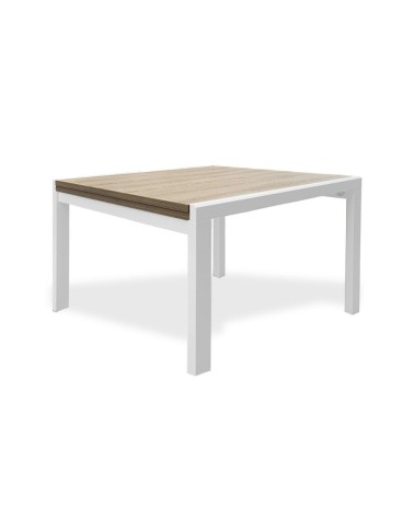 Tavolo quadrato Korallo allungabile bianco e olmo 100x100x76h
