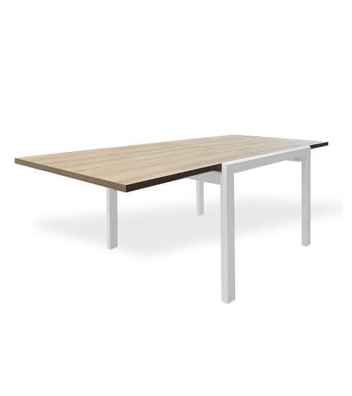 Tavolo quadrato Korallo allungabile bianco e olmo 100x100x76h