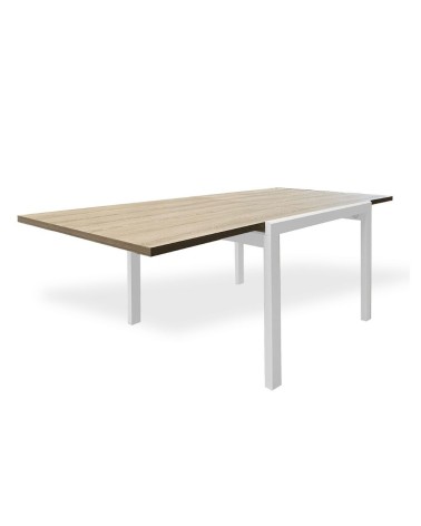 Tavolo quadrato Korallo allungabile bianco e olmo 100x100x76h