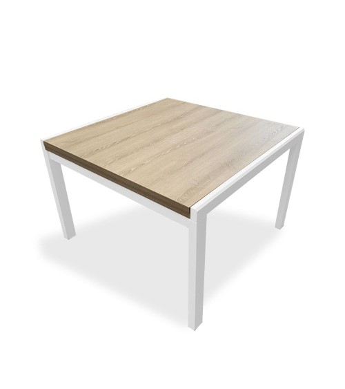 Tavolo quadrato Korallo allungabile bianco e olmo 100x100x76h