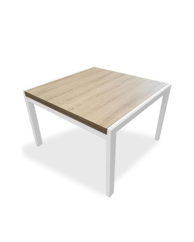 Tavolo quadrato Korallo allungabile bianco e olmo 100x100x76h