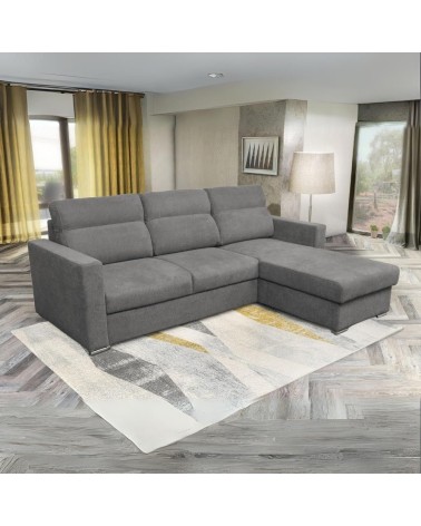 Divano angolare Kendall con penisola reversibile letto estraibile grigio Barrel 90