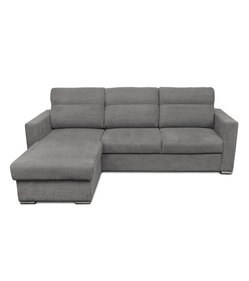 Divano angolare Kendall con penisola reversibile letto estraibile grigio Barrel 90