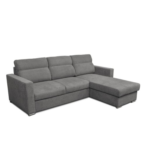 Divano angolare Kendall con penisola reversibile letto estraibile grigio Barrel 90
