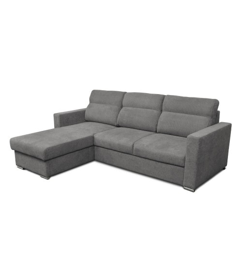 Divano angolare Kendall con penisola reversibile letto estraibile grigio Barrel 90