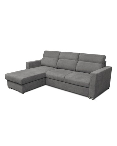 Divano angolare Kendall con penisola reversibile letto estraibile grigio Barrel 90