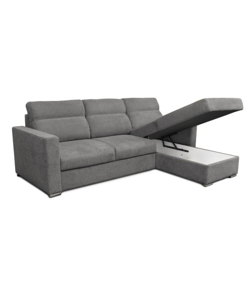 Divano angolare Kendall con penisola reversibile letto estraibile grigio Barrel 90