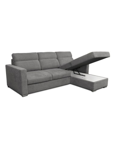 Divano angolare Kendall con penisola reversibile letto estraibile grigio Barrel 90