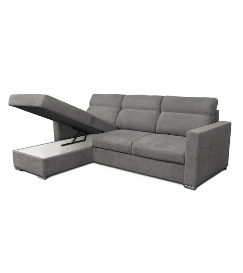 Divano angolare Kendall con penisola reversibile letto estraibile grigio Barrel 90