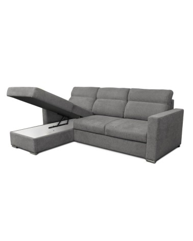 Divano angolare Kendall con penisola reversibile letto estraibile grigio Barrel 90