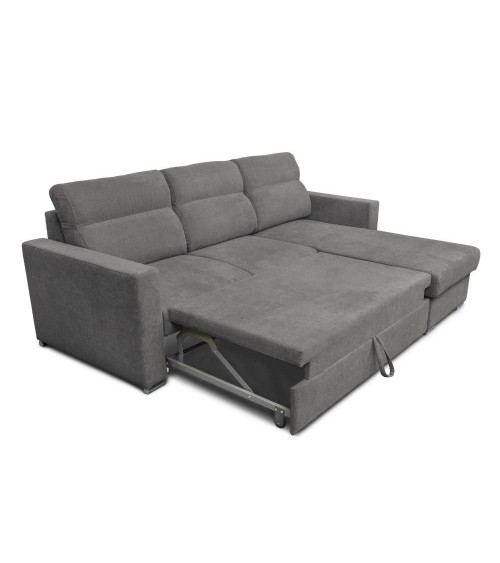 Divano angolare Kendall con penisola reversibile letto estraibile grigio Barrel 90