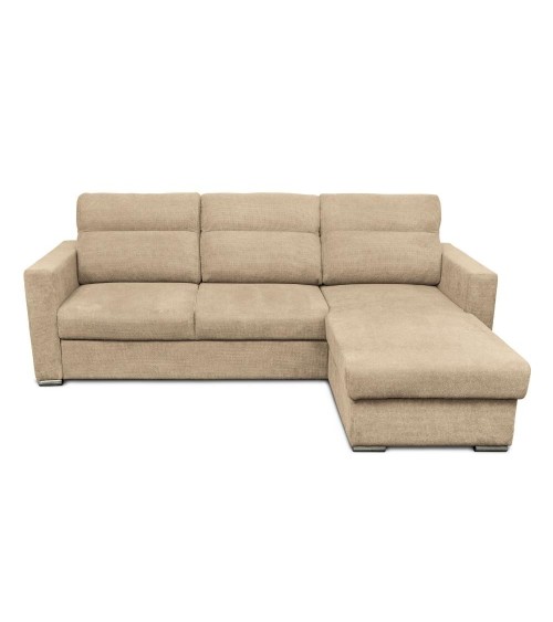 Divano angolare Kendall con penisola reversibile letto estraibile cappuccino Barrel 09
