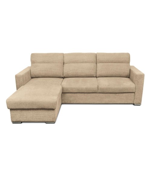 Divano angolare Kendall con penisola reversibile letto estraibile cappuccino Barrel 09