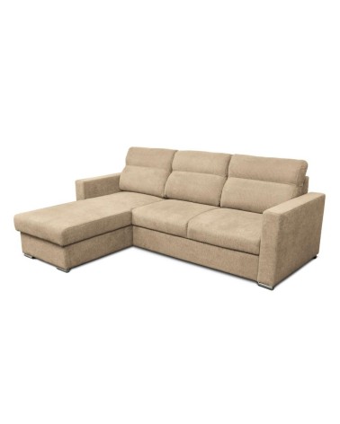 Divano angolare Kendall con penisola reversibile letto estraibile cappuccino Barrel 09