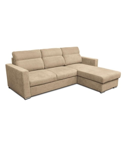 Divano angolare Kendall con penisola reversibile letto estraibile cappuccino Barrel 09