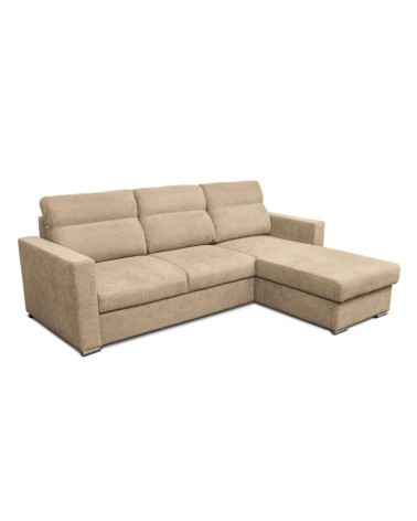 Divano angolare Kendall con penisola reversibile letto estraibile cappuccino Barrel 09