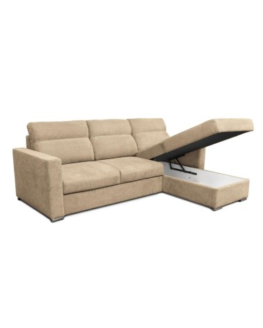 Divano angolare Kendall con penisola reversibile letto estraibile cappuccino Barrel 09