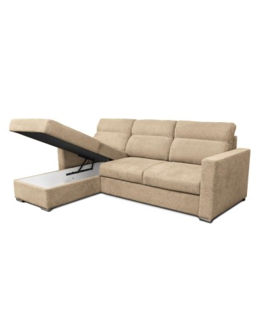 Divano angolare Kendall con penisola reversibile letto estraibile cappuccino Barrel 09