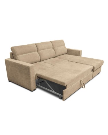Divano angolare Kendall con penisola reversibile letto estraibile cappuccino Barrel 09