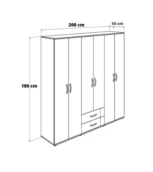 Armadio GRD4262023 rovere 6 ante e 2 cassetti