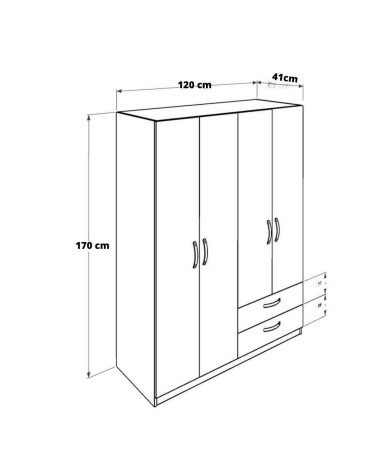 Armadio GRD4422023 bianco 4 ante e 2 cassetti