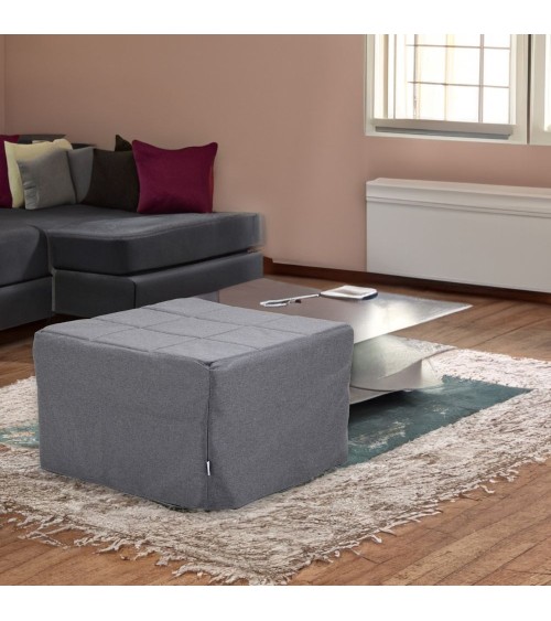 Pouf letto singolo pieghevole Vega tessuto colore grigio