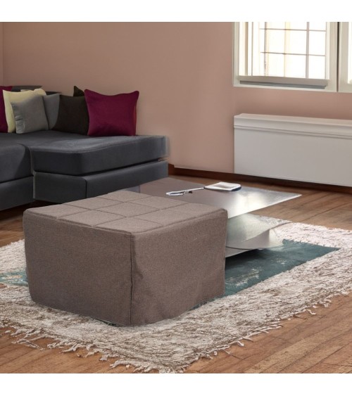 Pouf letto singolo pieghevole Vega tessuto colore tortora