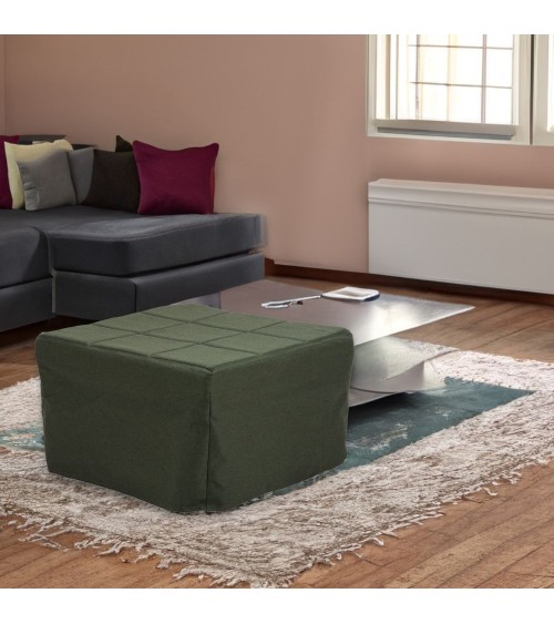 Pouf letto singolo pieghevole Vega tessuto colore verde scuro