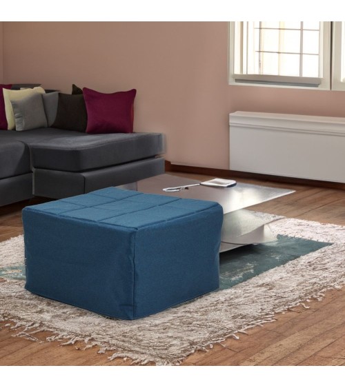 Pouf letto singolo pieghevole Vega tessuto colore blu