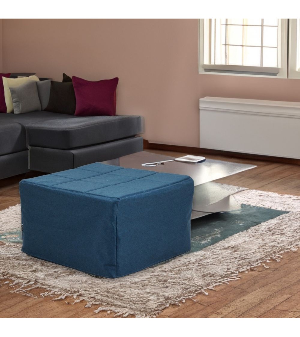 Pouf letto singolo pieghevole Vega tessuto colore blu