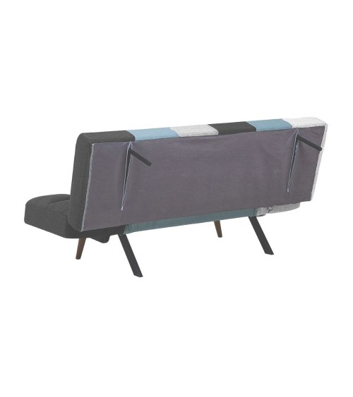 Divano letto Dube con braccioli pieghevoli in tessuto patchwork