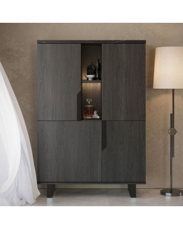 Vetrina credenza Zaira 2 ante palissandro nero 110x49x159h